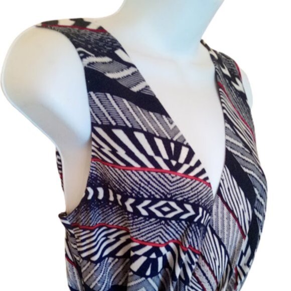 ANNE KLEIN Blue Printed Wrap Midi Dress Size 8 - Picture 3 of 4